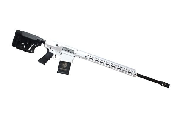 AR10 24" 6.5 CREEDMOOR FLUTED STORM TROOPER WHITE BILLET RIFLE W/ 15" MLOK AND MBA-3
