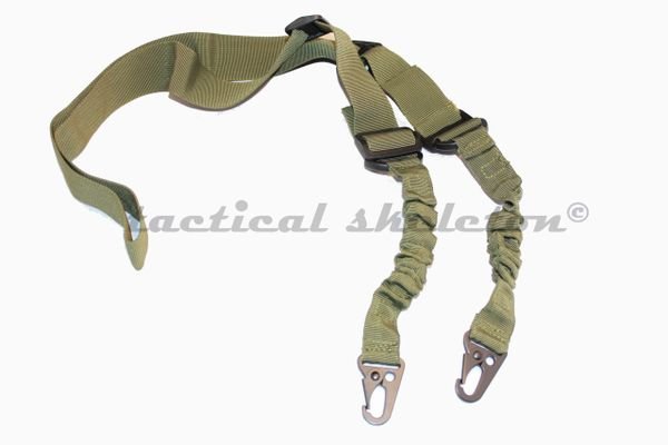 Tactical one or two point rifle sling w quick detach hooks OD Green