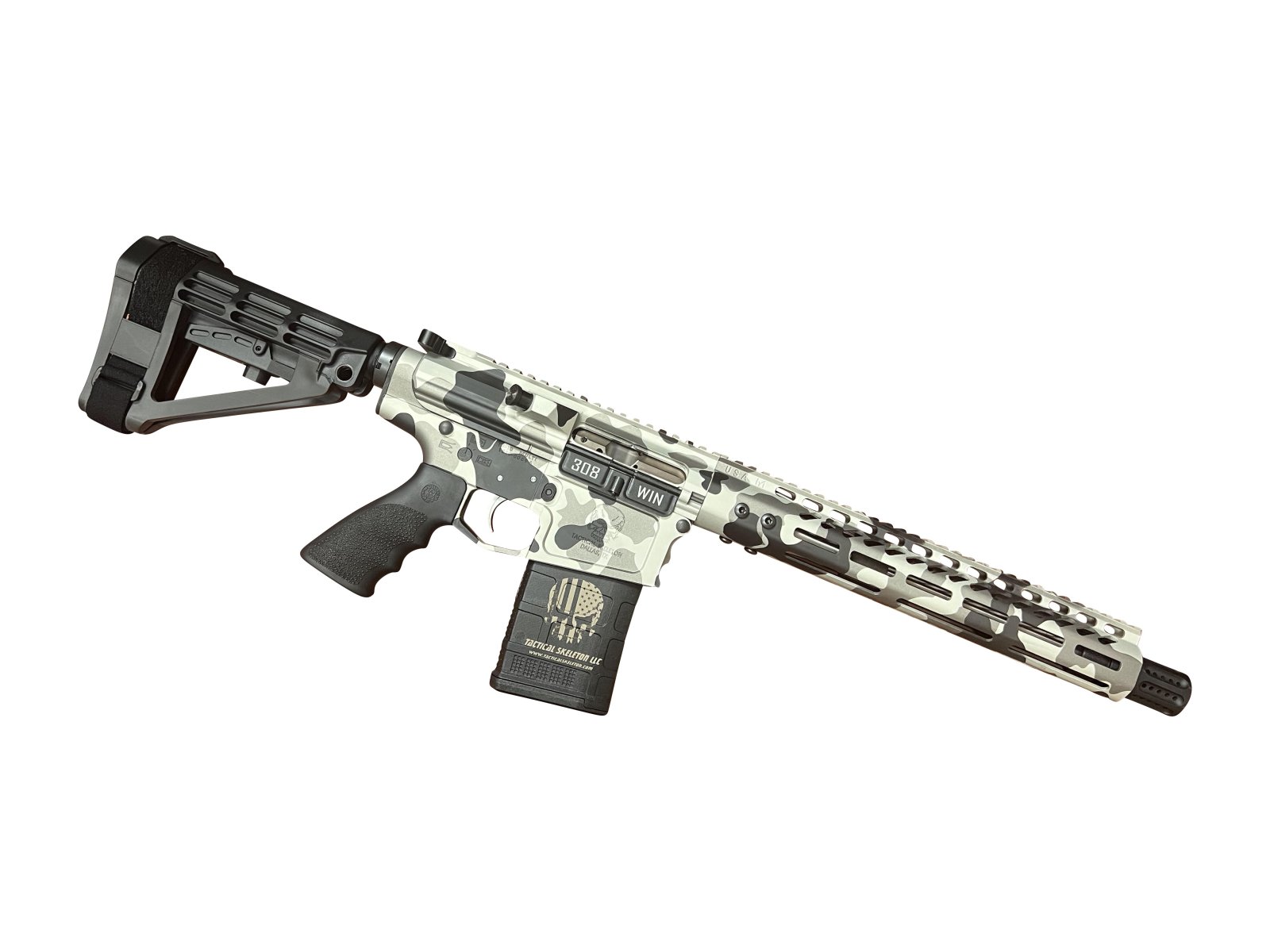 AR10 12.5" 308 WIN BILLET PISTOL W/ SBA4 Triple Gun Metal Camo