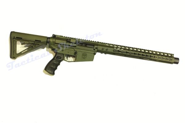 20” 308 OD Green Custom AR-10 with HOGUE Furniture and 16.5” Free Float Keymod Handguard
